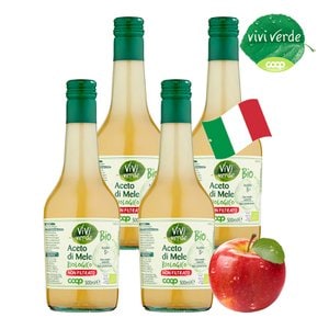  COOP 비비베르데 이탈리아 유기농 애플사이다비니거 언필터천연발효 사과식초 500ml 4병 Non GMO