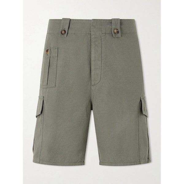 브루넬로쿠치넬리 코튼 리넨 블렌드 캔버스 버뮤다 쇼츠 46376663163115435