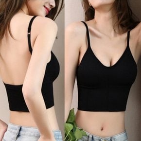여성 캡내장 끈나시 브라탑 크롭 나시티 레이어드 민소매 캡나시 슬리브리스