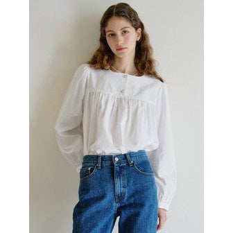 언에디트 Shirring Square Neck Blouse_White