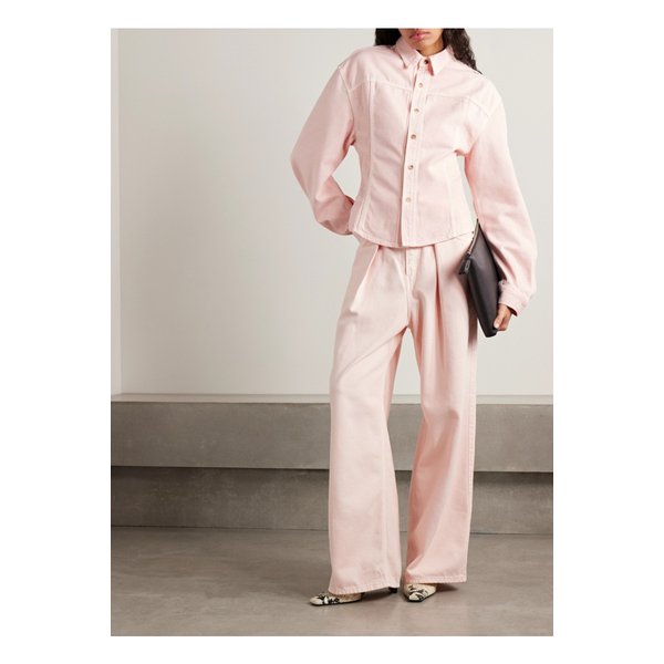 하이쿠레 리 다이브 패널 데님 셔츠 핑크 46376663162852204