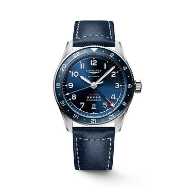 론진 스피릿 줄루 타임 블루 다이얼 레더 스트랩 42MM L3.812.4.93.2