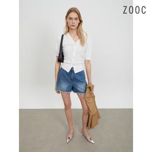 ZOOC 퍼프소매  펀칭 브이넥니트 가디건  Z242KSL301