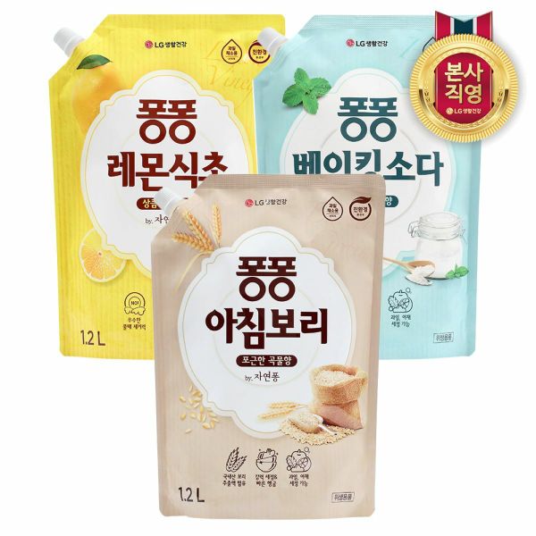 퐁퐁 주방세제 리필형 1.2L x 4개 (아침보리/레몬식초/베이킹소다) 택 1