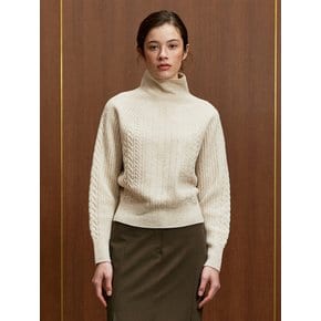 TWF CABLE WHOLEGARMENT KNIT TURTLENECK TOP_2COLORS