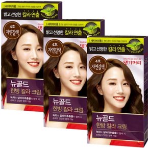 뉴골드 한방 헤어칼라크림 염색약  4호 자연갈색 X 3개