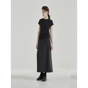 UTILITY NYLON LONG SKIRT [BLACK]