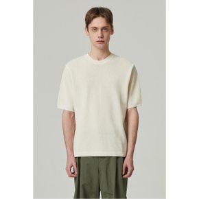 mesh crewneck sweater (short-sleeved)_CWWAM24404IVX