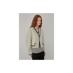 Tape trimming jacket - Cream