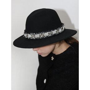 울100 진주 블랙 페도라 _ Wool 100 Pearl Black Fedora