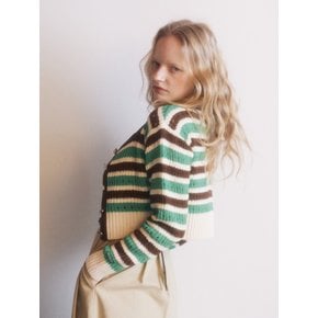 Square Neck Pearl Multi Button Cardigan (Green)