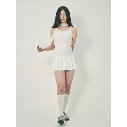 미헤브 Star Sparkle Pleats Dress White