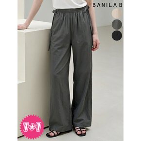 [1+1][빠른배송] 허리밴딩 스트랩 루즈핏 팬츠