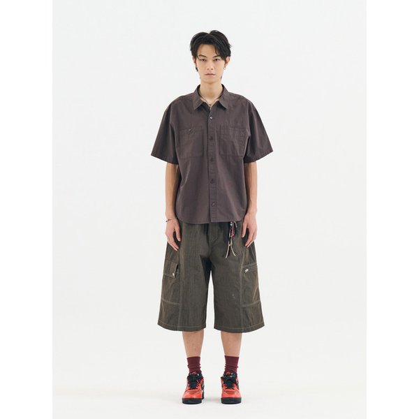 2PK S/S COMFY SEMI CROP SHIRTS (DARK BROWN)