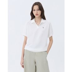 헤지스레이디스 [24SS] [BEST][스테디셀러]화이트  면혼방 반팔카라티  WSTS4B305WT