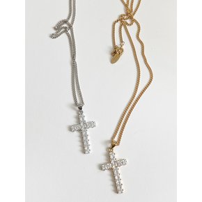 92.5% Crystal Cross Necklace / 2color