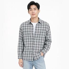 남성 체크 오버핏 캐주얼 긴팔 셔츠 ON-SHA-QWEE8E09