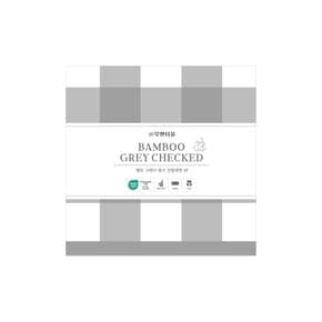 뱀부그레이 체크 선염세면타월 4P