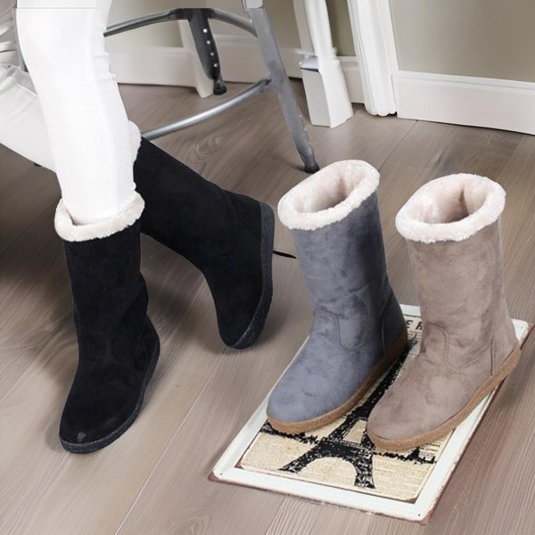 [옷자락] 여성 안감 퍼 베이직 데일리 보들 미들부츠