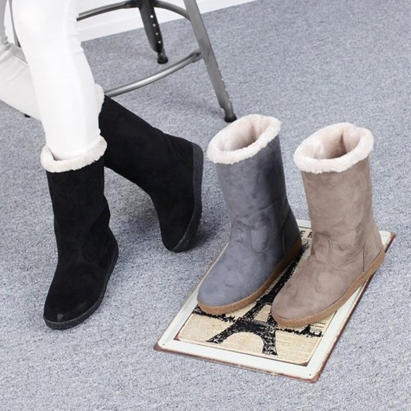 [옷자락] 여성 안감 퍼 베이직 데일리 보들 미들부츠