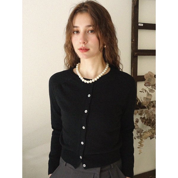 Essential Sleeve Knit Button Cardigan - Black