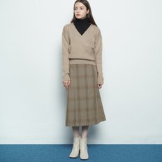 W327 big checkered skirt beige