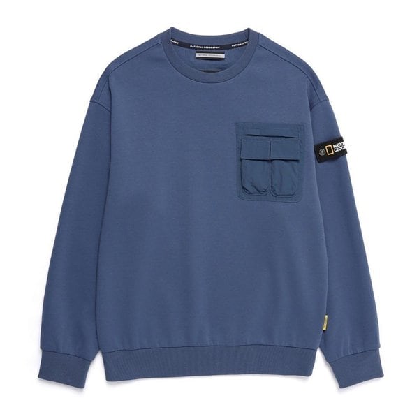 [여주점] N251USW110 NRN 가슴포켓 세미오버핏 맨투맨 DUSTY NAVY