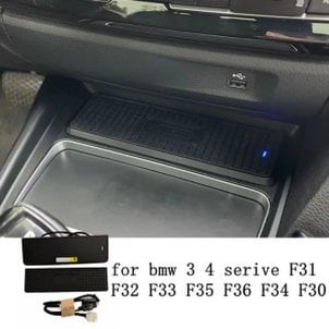  센터 콘솔 QI 휴대폰 핸드폰 거치대 충전 무선 충전기 호환 BMW F30 F31 F32 F33 F36 F34 3 시리즈용 튜닝