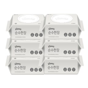 크리넥스 순수 한장 물티슈 캡형 100매 6팩