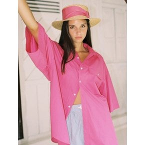 BEACH DAY PRINT OVERSIZED SHIRT_FUCHSIA