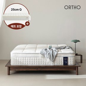 진저 라움 원목 평상형 침대 프레임+25cm본넬매트Q