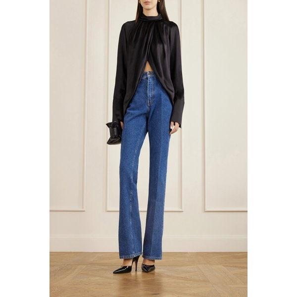 드레이프 실크 새틴 블라우스 46376663162945968