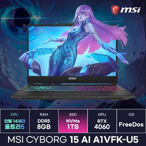 MSI 사이보그15 AI A1VFK-U5 인텔 14세대 울트라5-125H RTX4060 게이밍노트북 (1TB) / ICDI