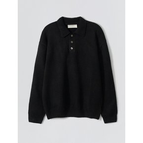 Natural Button Collar Knit_Black
