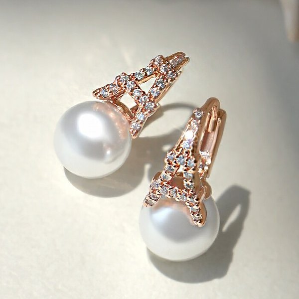 14K G.F 피치파리 진주 원터치 링 귀걸이 EA3137