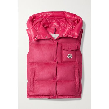 몽클레르 Eau Shell-trimmed Quilted Down Cotton-blend Corduroy Vest 레드