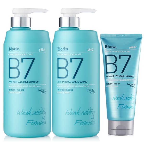 B7 안티헤어로스 약산성 쿨 탈모샴푸 1000ml 2개+200ml