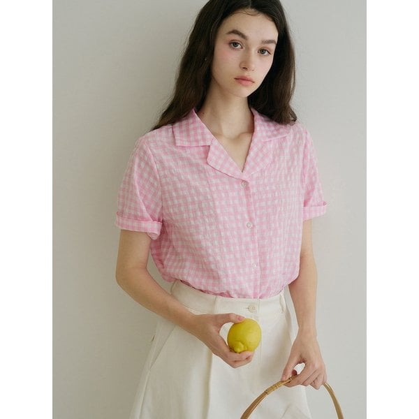 [리퍼브] G Gingham French Check Half Shirt_2colors