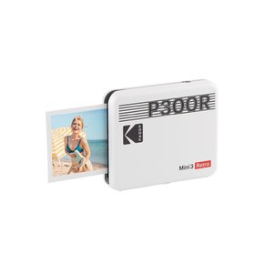 Kodak KODAK Mini 3 Retro 4PASS 휴대용 포토 프린터 (7.6cmx7.6cm) + 8 매, 화이트