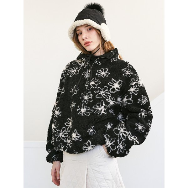 플라워 덤블 하이넥 반집업 맨투맨_3color