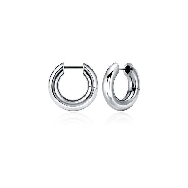 (실버925)5mm Hollow Round Hoop Earrings- M