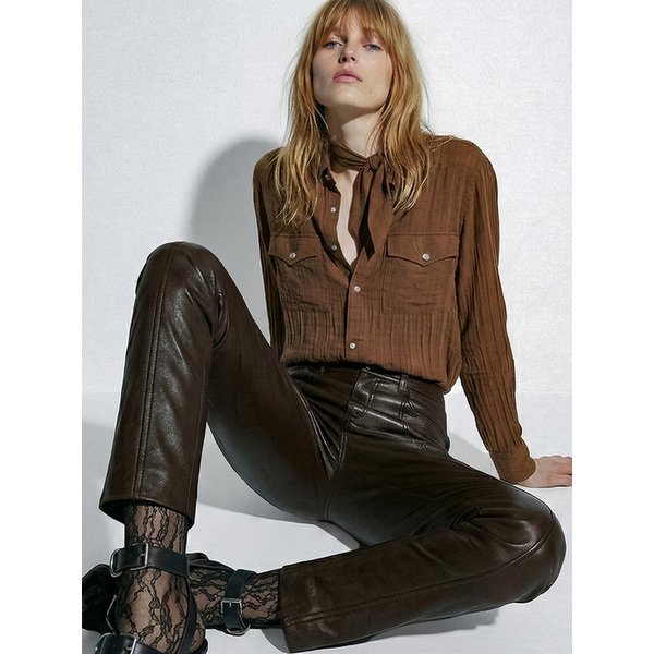 Crinkle Western Shirt[Brown(UNISEX)]_UTS-SS71