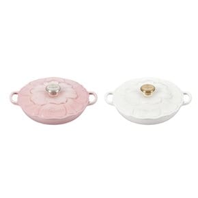 [LE CREUSET Signature Petal Braiser] 르쿠르제 시그니처 주철 에나멜 꽃모양 냄비 Pink 26cm