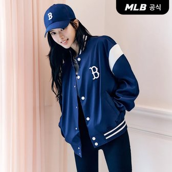 MLB [코리아공식][노정의 착용] 나일론 베이직 어깨배색 바시티자켓(Navy)