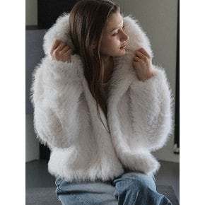 Overfit Hood Fur Jacket [Ivory]