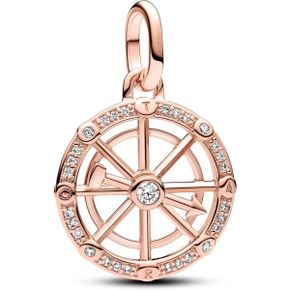 판도라 참 ME Wheel of Fortune Locket Charm Made Sterling 실버 14 Carat Gold Plated Metal A