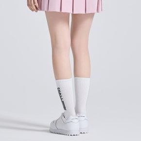 유니 로고 디테일 쿠션 중목 양말 화이트