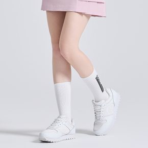 유니 로고 디테일 쿠션 중목 양말 화이트