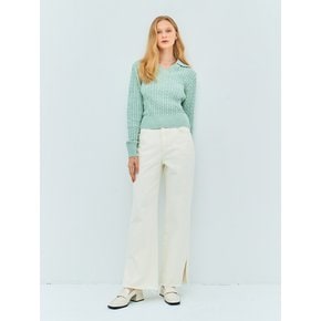 SIDE SLIT DENIM PANTS(cloud ivory)