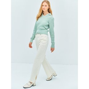 SIDE SLIT DENIM PANTS(cloud ivory)